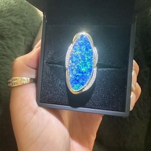 14k gold Australian opal Diamond ring